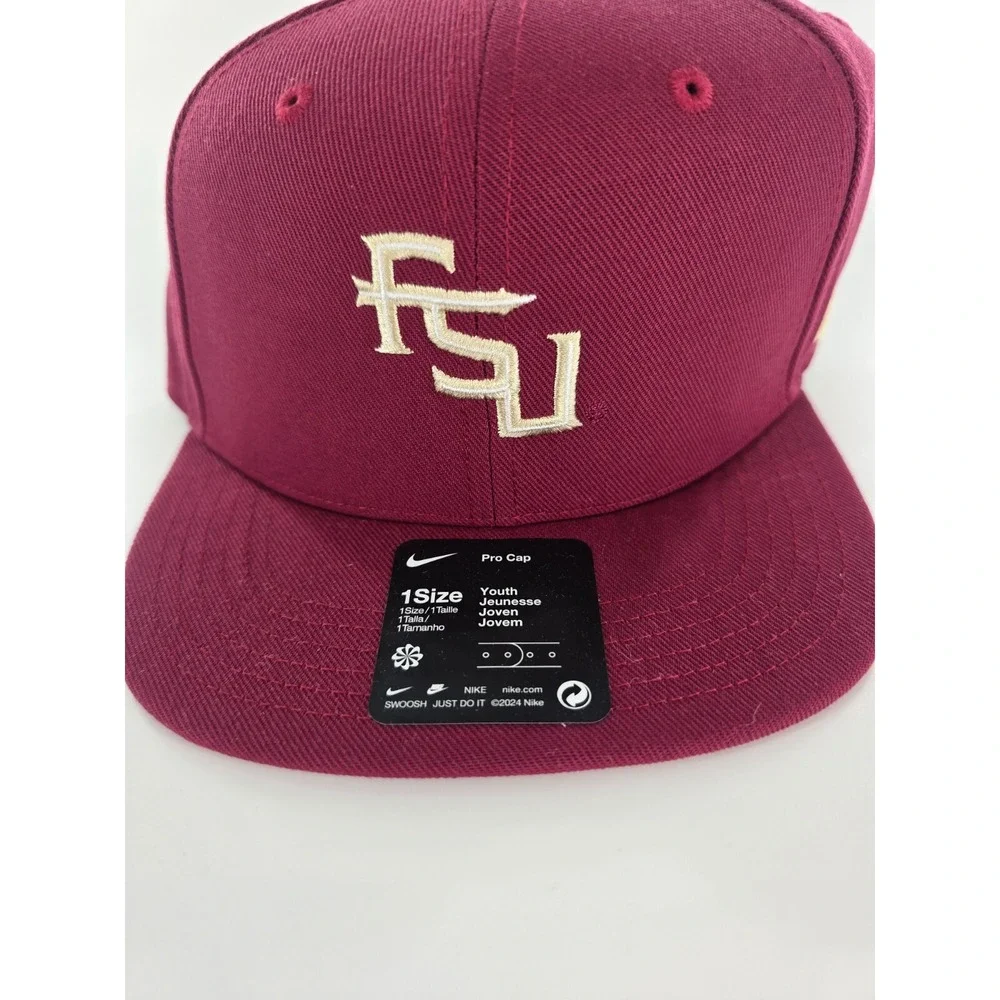 Nike Florida State FSU Pro Cap Youth One Size Team Issued Crimson Flatbill Hat